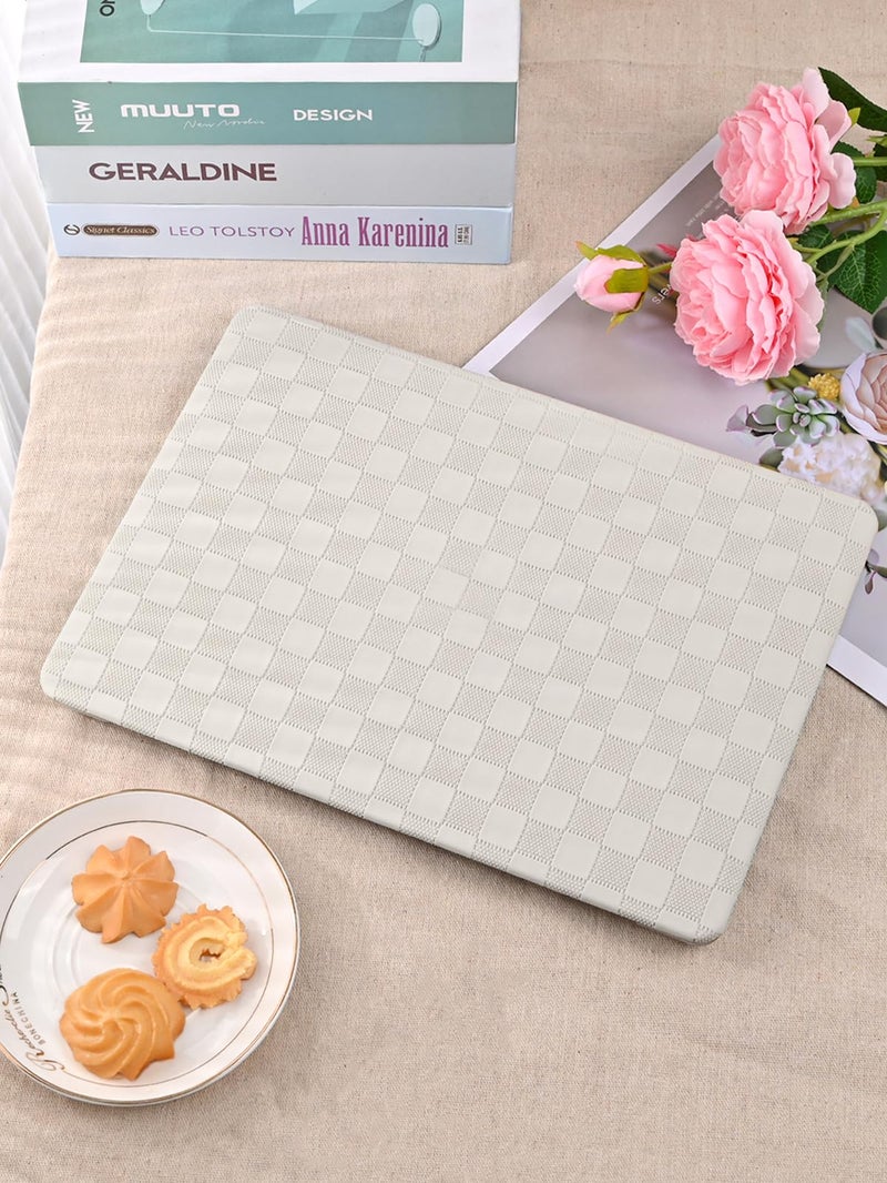 Seorsok Compatible with MacBook Air 13 Inch Case2022 2021 2020 2019 2018 Release A1932 A2179 M1 A2337,Elegant Leather Plastic Hard Shell Case Transparent Keyboard Cover,Beige PVC Grid No Logo Cutout - Image 4