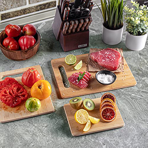 Bambüsi Bamboo Cutting Board Set of 4 - Wooden Cutting Boards for Kitchen with Juice Groove - Large Butcher Block, Cheese Board & Charcuterie Board for Meat, Vegetables, and Cheese - Great Kitchen Gift - Image 3