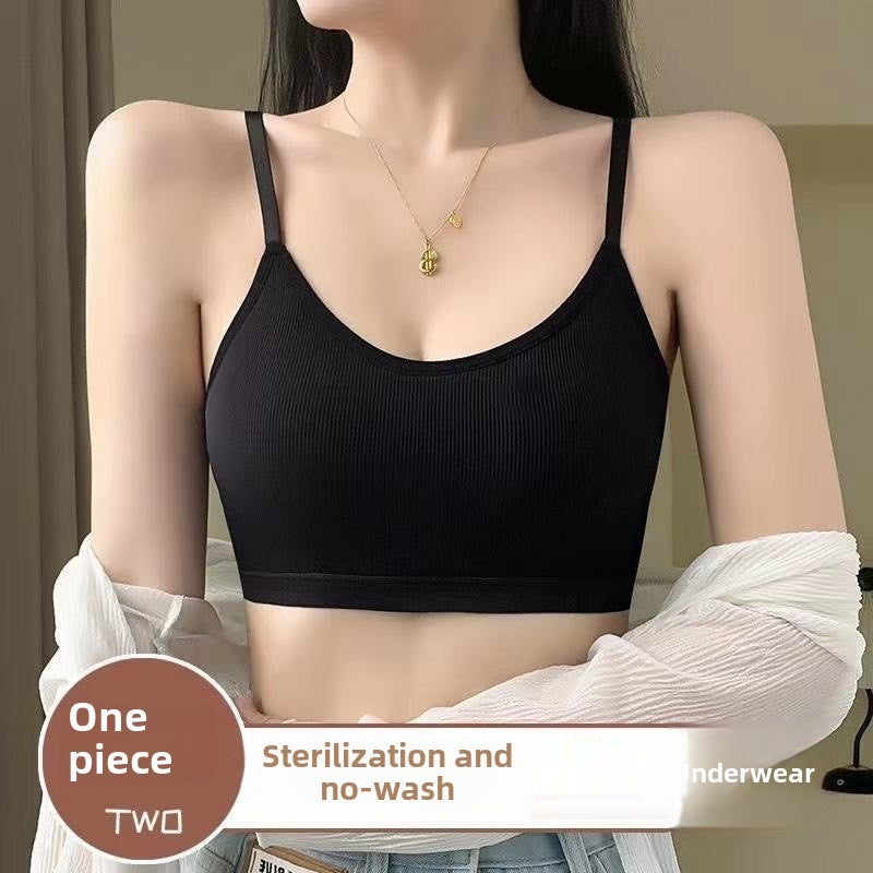 Disposable Bra Panties Set Sterilized Travel One black [Disposable single underwear]]