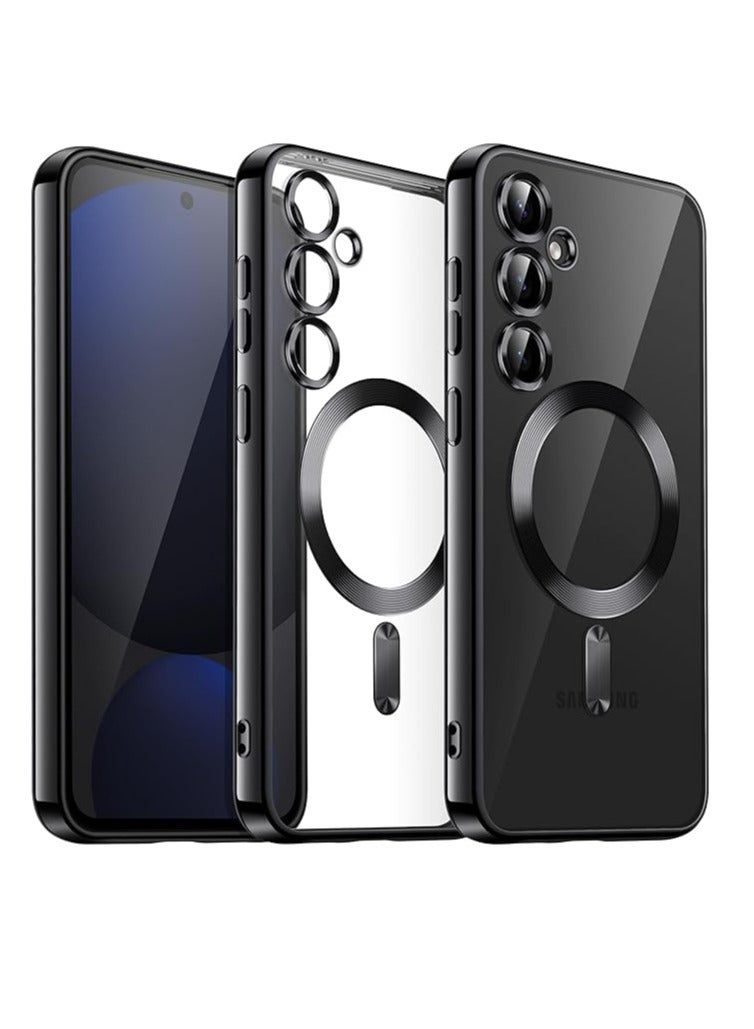 BORTONY Samsung Galaxy S24 FE Magnetic Case Cover  Full Camera Lens Protection Compatible with MagSafe Wireless Charging Shockproof Electroplated TPU Phone Cover - Image 1
