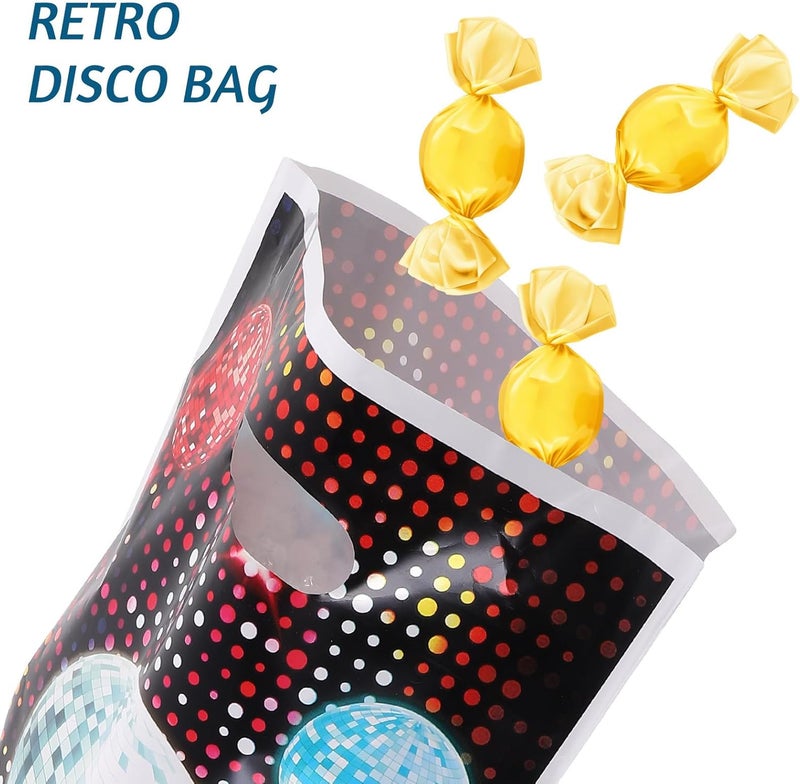 SHYCELOHES Retro Disco Tote Bags with Handles 50pcs, Candy Packaging Pouches, Vintage 70s Party Favor Storage Bags for Candy and Snacks, Reusable Wrap for Disco Theme Events - Image 3