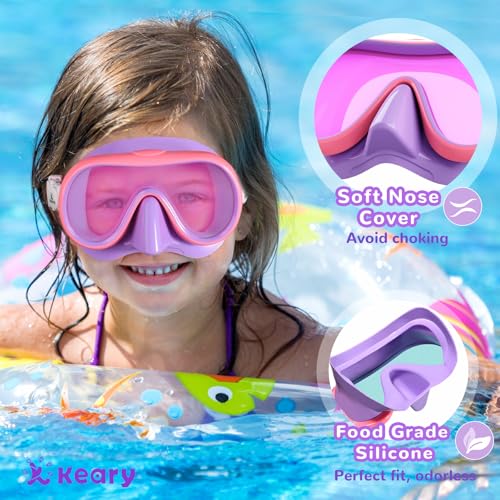 Keary Kids Swim Goggles with Nose Cover Swimming Goggles for Kids 6-14 8-12 Age 4-7 3-6 3-5 Swim Mask for Toddler Boys Girls Youth Child Anti Fog UV Protection Pool Water Glasses Underwater Goggles - Image 3