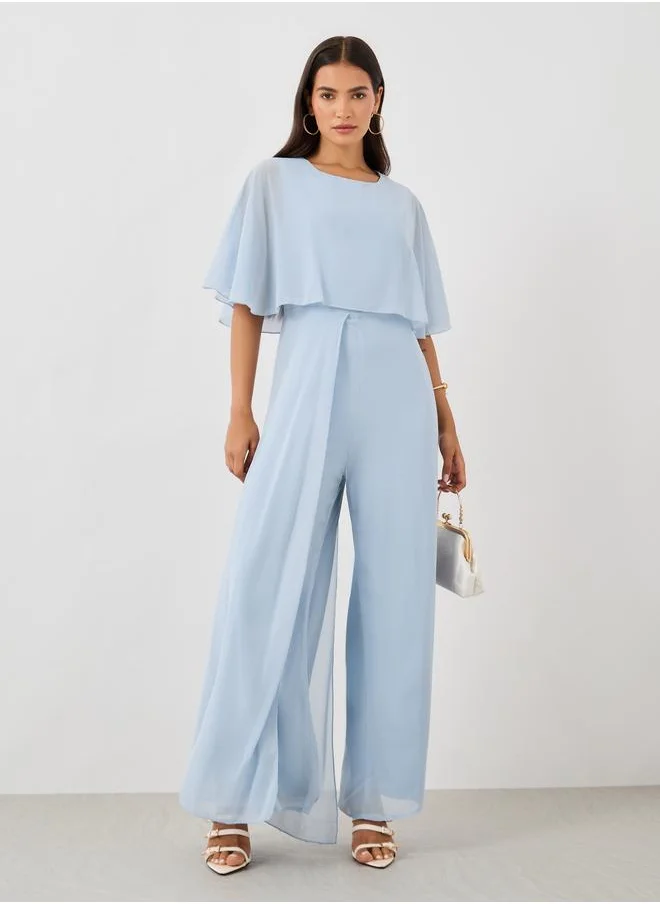 ستايلي Styli Cape Sleeve Round Neck Jumpsuit