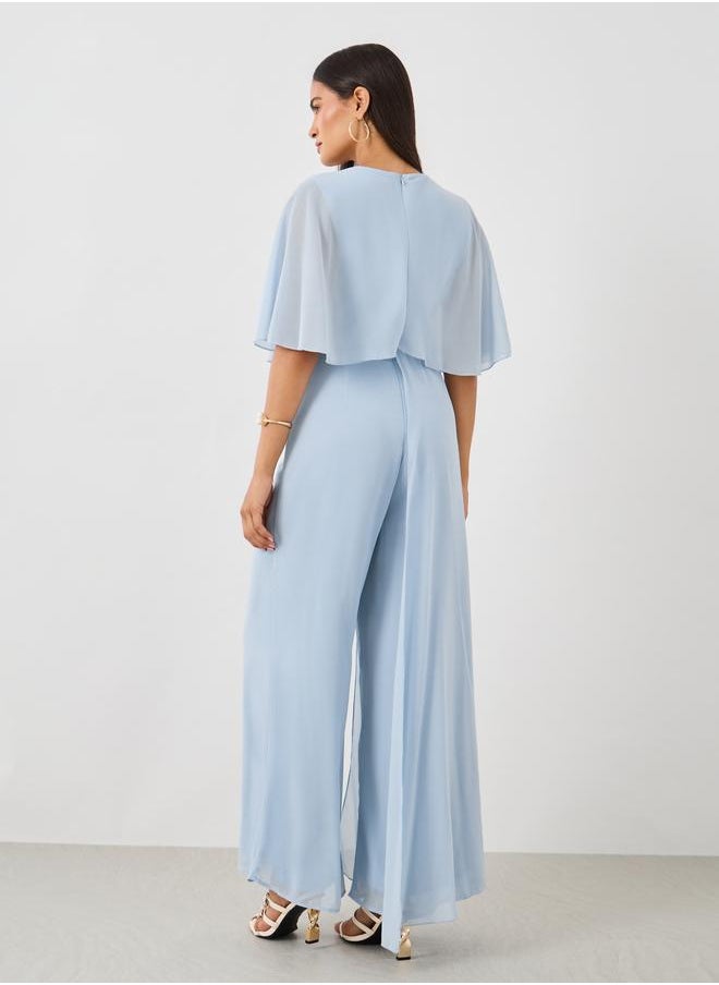 Styli Styli Cape Sleeve Round Neck Jumpsuit  - Image 4