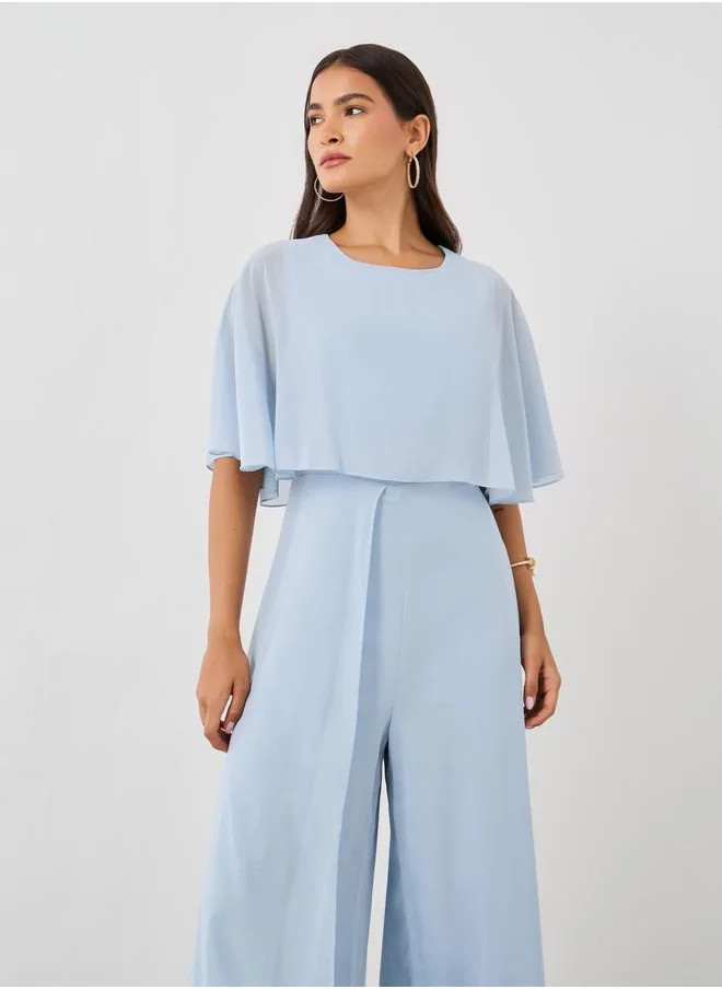 ستايلي Styli Cape Sleeve Round Neck Jumpsuit