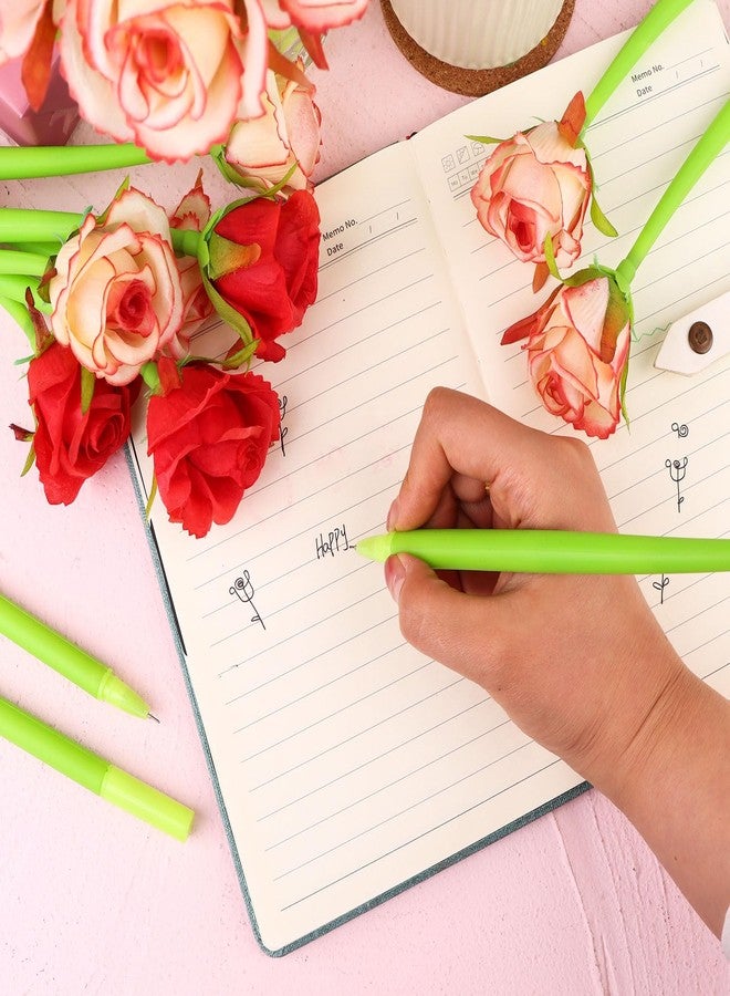 CoscosX 28 Pcs Flowers Pen Artificial Rose Pens Mother's Day Rose Shaped Ballpoint Pen Black 0.5mm Gel Ink Rollerball Pen Valentine's Day Flower Gel Ink Pens for Women Office School Supplies Students - Image 5