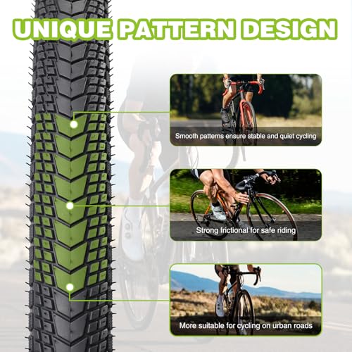WEEROCK 26 x 1.75 Inch Bike Tires Two Pack Bicycle White Wall Side Black Tires with 2 Pack Inner Tubes Folding Bead Tires Compatible with 26 Inch City Bike, Lady Bicycle, Cruiser Bikes - Image 5