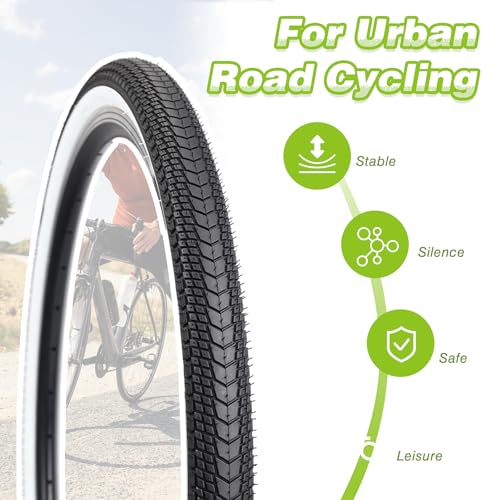 WEEROCK 26 x 1.75 Inch Bike Tires Two Pack Bicycle White Wall Side Black Tires with 2 Pack Inner Tubes Folding Bead Tires Compatible with 26 Inch City Bike, Lady Bicycle, Cruiser Bikes - Image 4