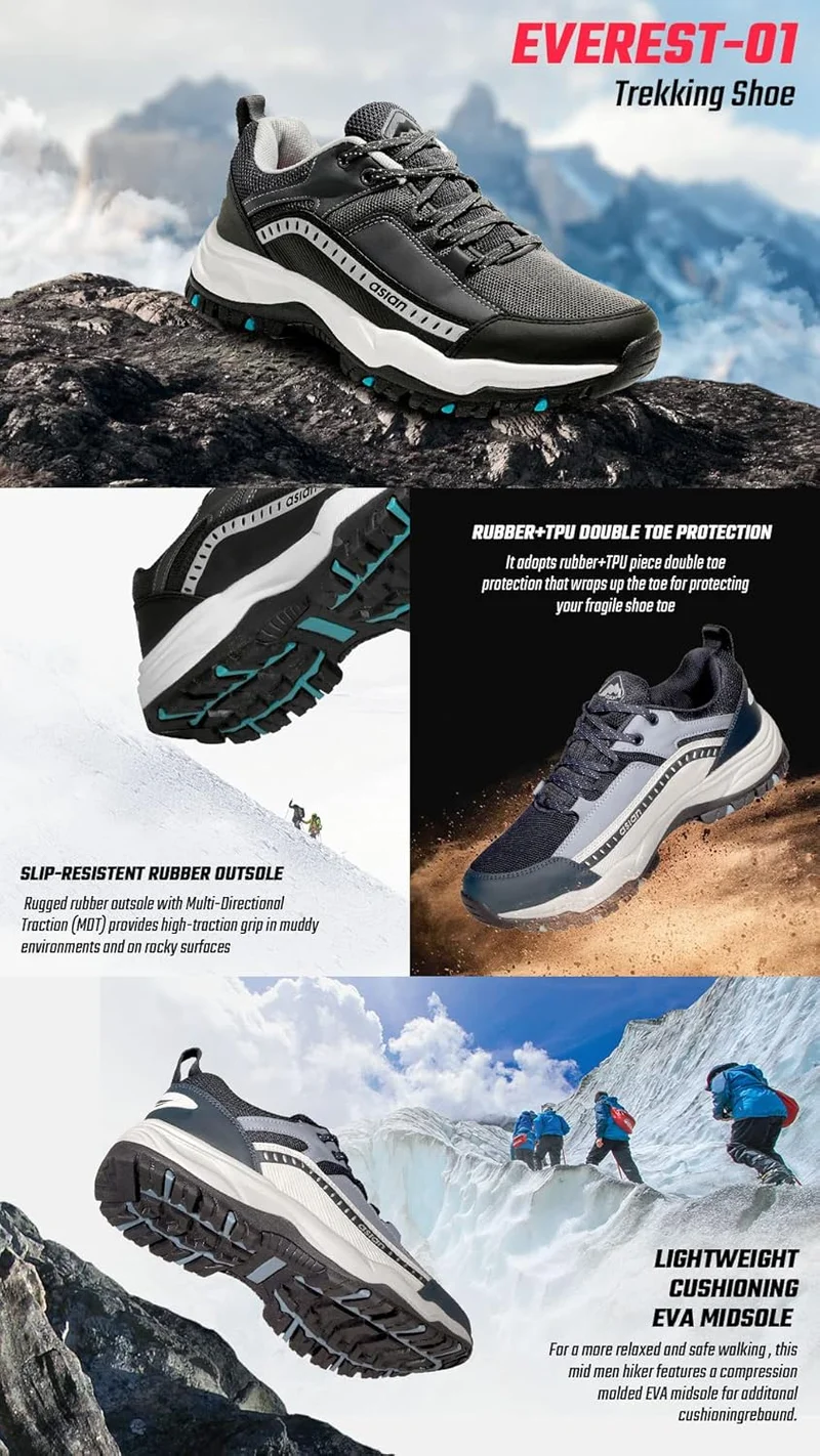 أسيان Dark Grey Sneakers for Men and Boys