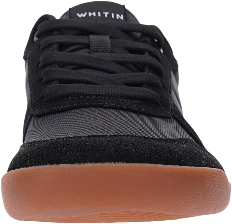 WHITIN Women's Wide Toe Box Minimalist Minimus Zero Drop Barefoot Shoes Size 8 Casual Fashion Walking Suede Leather Width Sneaker All Black 39 - Image 1