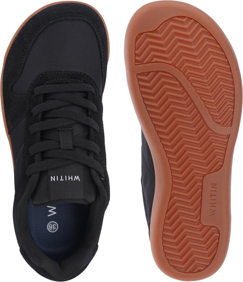 WHITIN Women's Wide Toe Box Minimalist Minimus Zero Drop Barefoot Shoes Size 8 Casual Fashion Walking Suede Leather Width Sneaker All Black 39 - Image 3