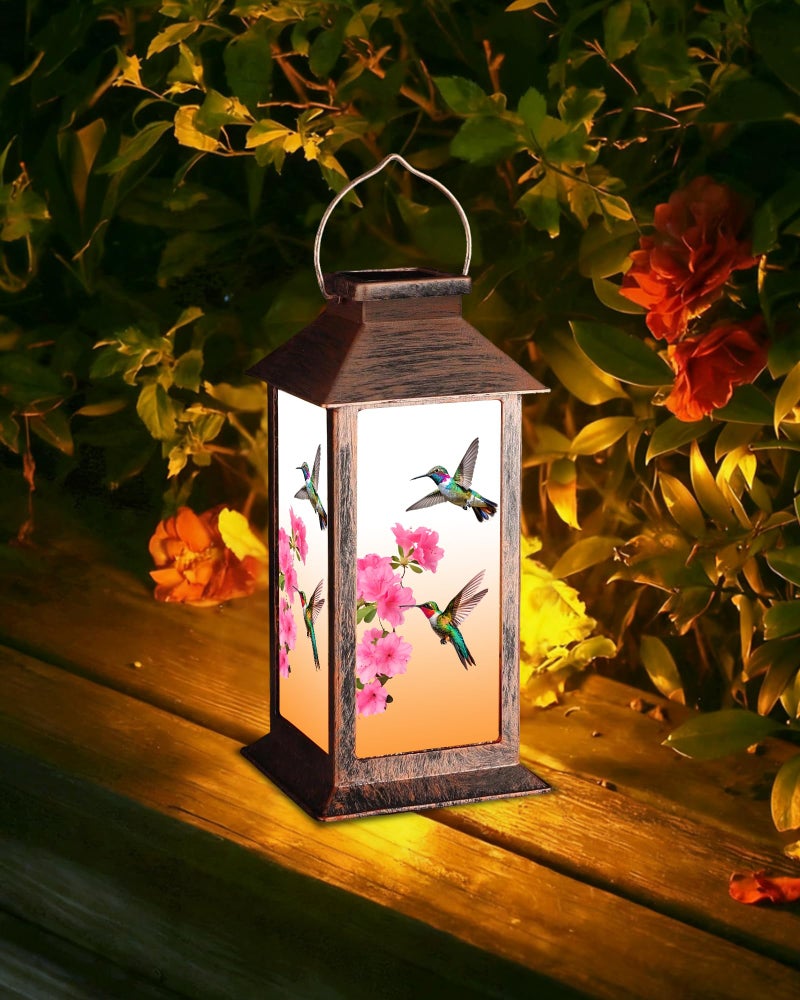 Fussion Solar Lanterns Outdoor Waterproof Hummingbird, Garden Decor Birthday Gifts for Women Mom Grandma Sister, Hanging LED Plastic Solar Lights Outside Decorative for Yard Patio Backyard Lawn Decorations - Image 3
