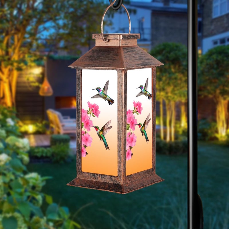 Fussion Solar Lanterns Outdoor Waterproof Hummingbird, Garden Decor Birthday Gifts for Women Mom Grandma Sister, Hanging LED Plastic Solar Lights Outside Decorative for Yard Patio Backyard Lawn Decorations - Image 1