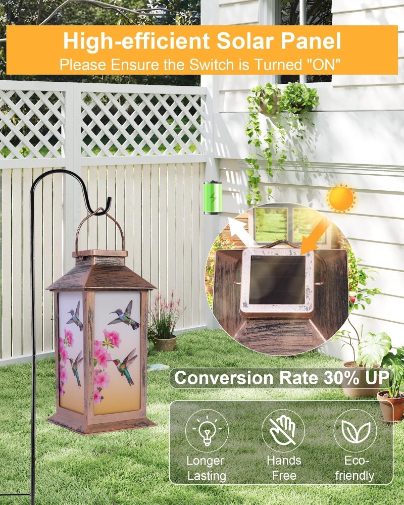 Fussion Solar Lanterns Outdoor Waterproof Hummingbird, Garden Decor Birthday Gifts for Women Mom Grandma Sister, Hanging LED Plastic Solar Lights Outside Decorative for Yard Patio Backyard Lawn Decorations - Image 5