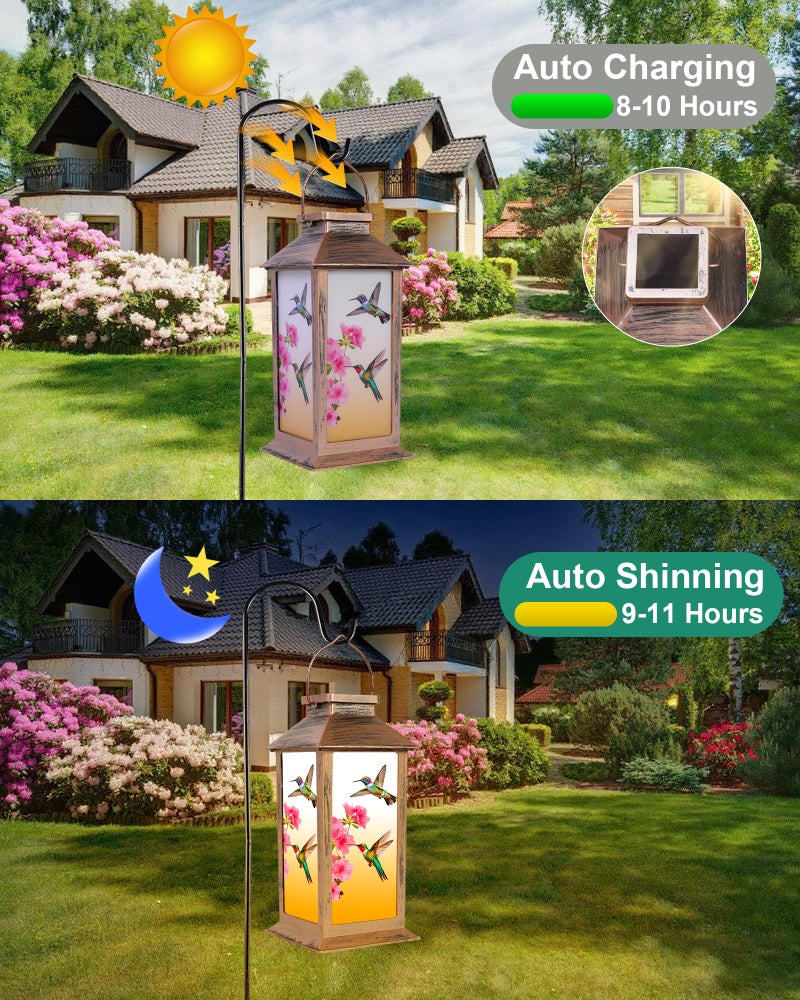Fussion Solar Lanterns Outdoor Waterproof Hummingbird, Garden Decor Birthday Gifts for Women Mom Grandma Sister, Hanging LED Plastic Solar Lights Outside Decorative for Yard Patio Backyard Lawn Decorations - Image 4