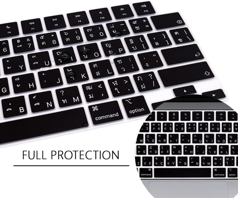 WYGCH Thai Keyboard Cover Skin for MacBook 2025-2022 Air 13.6" 15" M4 M3 M2 A3240 A3241 A3113/A3114/A2681/A2941; 2025-2021 Pro 14" 16.2" M4 M3 M2 M1 Pro/Max A2918/A2992/A2779/A2780/A2991- US Layout - Image 4