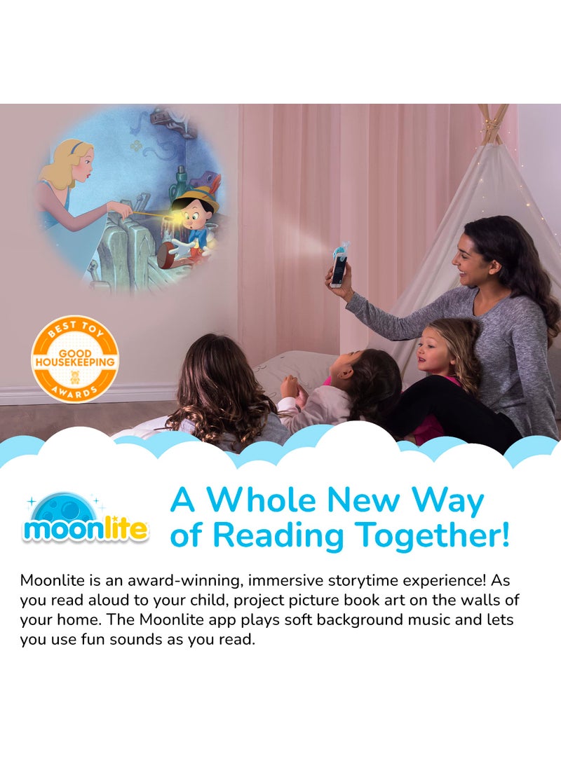 Moonlite Moonlite Storytime Mini Projector with 4 Classic Disney Stories, A Magical Way to Read Together, Digital Storybooks, Fun Sound Effects, Learning Gifts for Kids Ages 1 and Up  - Image 3