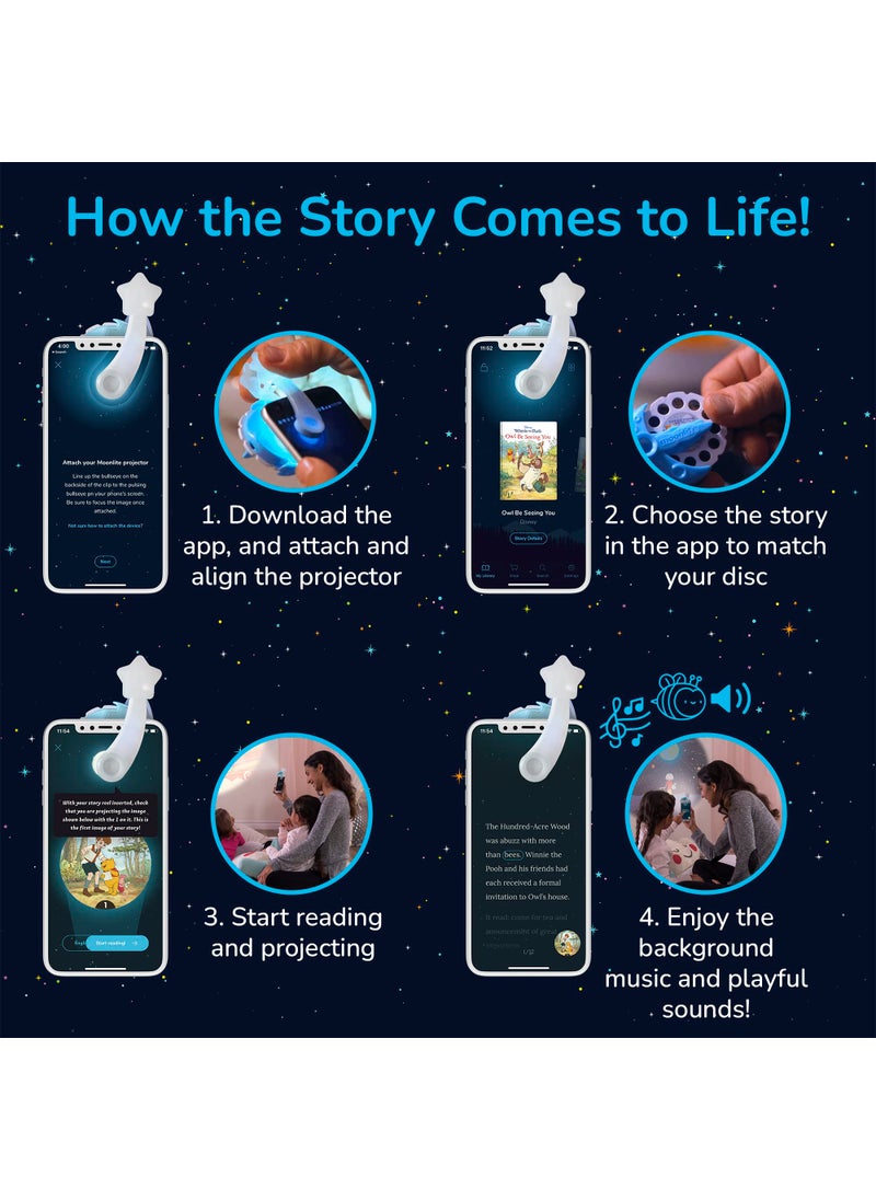 Moonlite Moonlite Storytime Mini Projector with 4 Classic Disney Stories, A Magical Way to Read Together, Digital Storybooks, Fun Sound Effects, Learning Gifts for Kids Ages 1 and Up  - Image 5