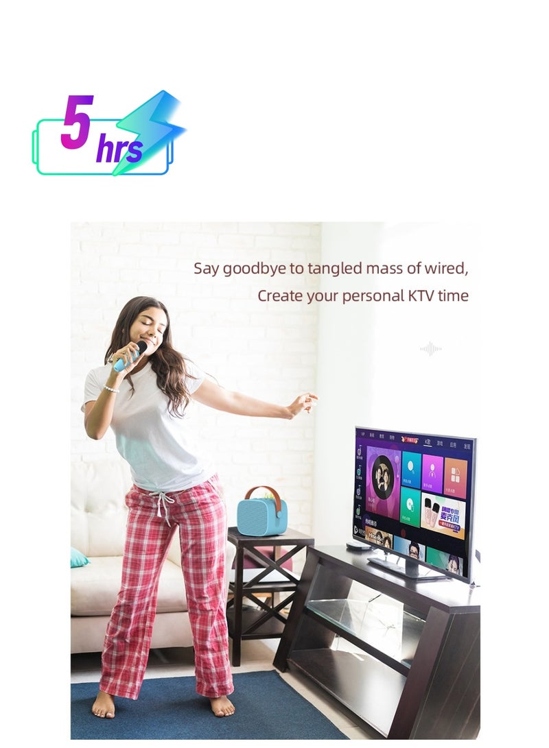 Portable Bluetooth Karaoke Machine with 2 Wireless Microphones Music Player and Mini Speaker for Kids Girls Boys Toys and Family Party Birthday Gifts ST-138 （Blue） - Image 1