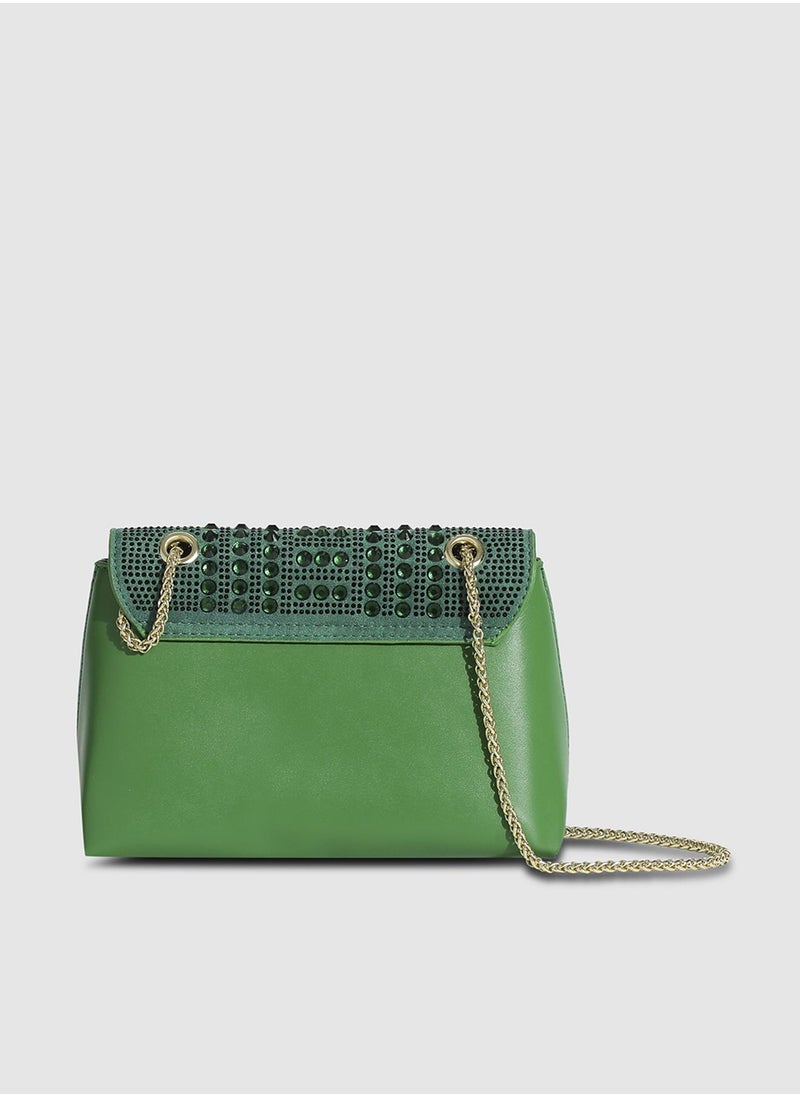 Haute Sauce All Over Studs Handbag - Forest Green  - Image 3