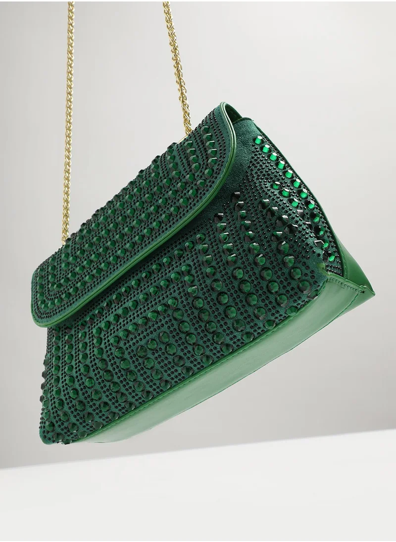 صوص هاوت All Over Studs Handbag - Forest Green