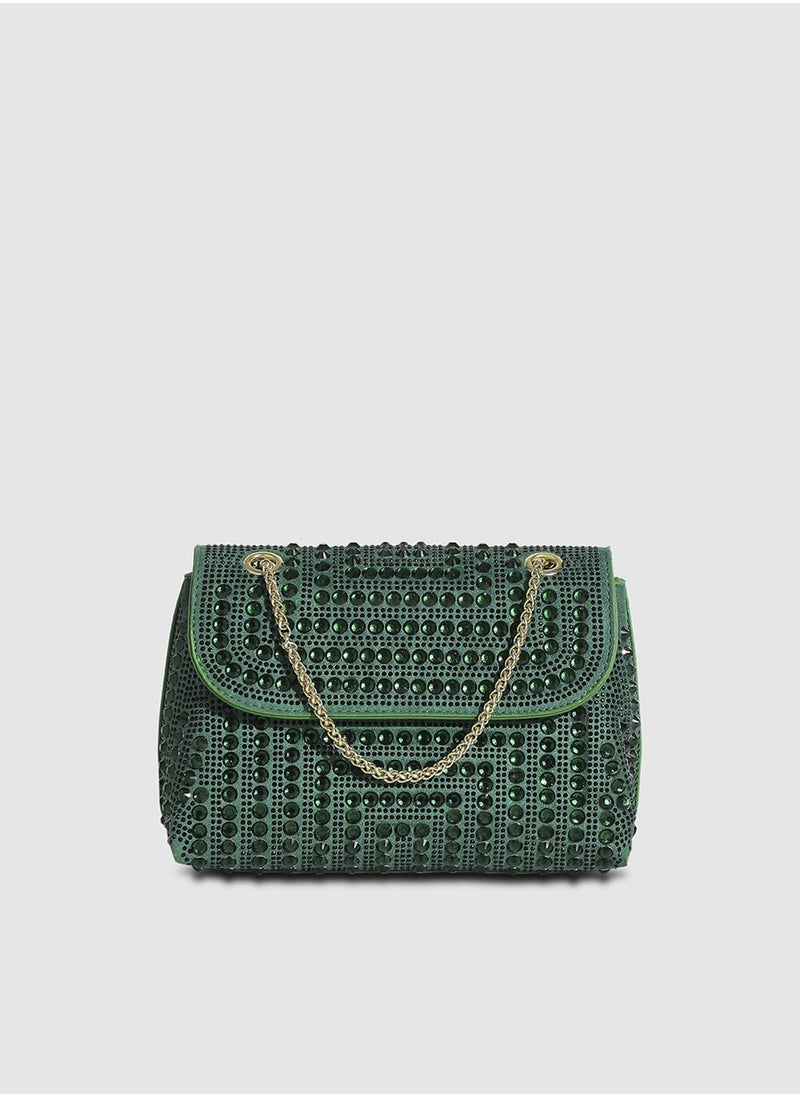 Haute Sauce All Over Studs Handbag - Forest Green  - Image 1