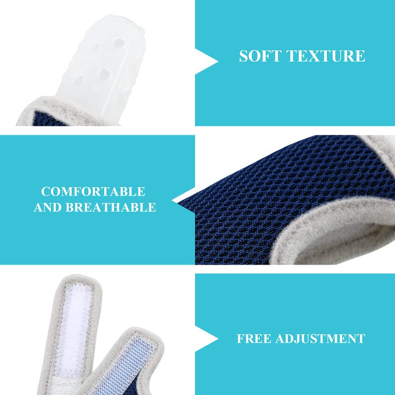 BBTO قطعتان من حارس أصابع السيليكون للأطفال مع حزام معصم قابل للتنفس مجموعة الإبهام لمنع الأطفال من مص الأصابع (أزرق، أحمر) - Image 3