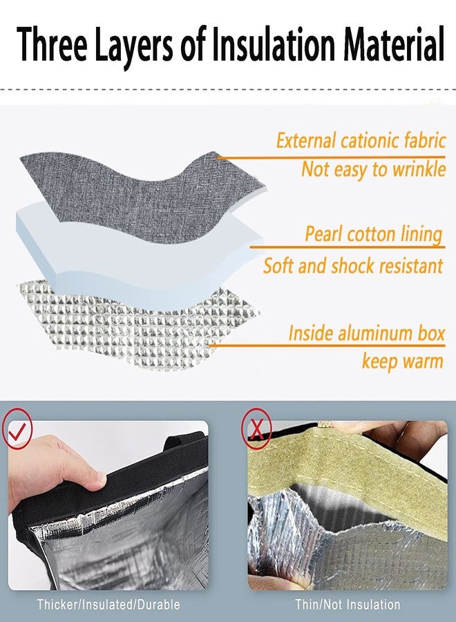 FERNYE Lunch Bags for Women/Men,Waterproof Reusable Portable Lunch Tote,Designed for Adults,Students,Thermal Cooler Bag Ideal for Work/School/Travel/Picnic (Light Black) - Image 3