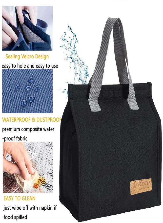 FERNYE Lunch Bags for Women/Men,Waterproof Reusable Portable Lunch Tote,Designed for Adults,Students,Thermal Cooler Bag Ideal for Work/School/Travel/Picnic (Light Black) - Image 5