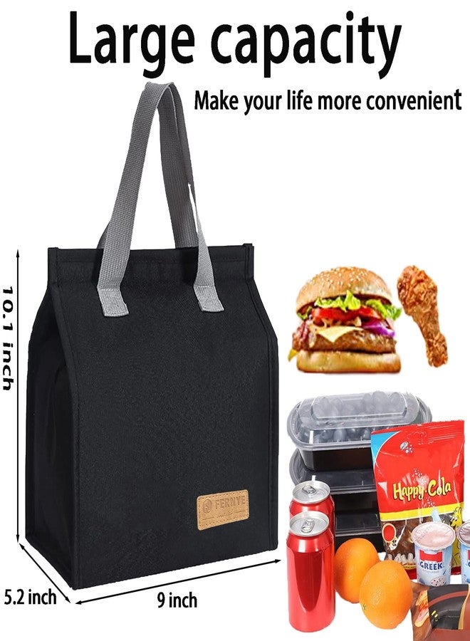 FERNYE Lunch Bags for Women/Men,Waterproof Reusable Portable Lunch Tote,Designed for Adults,Students,Thermal Cooler Bag Ideal for Work/School/Travel/Picnic (Light Black) - Image 4