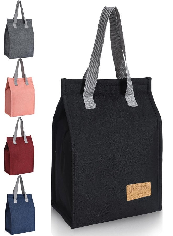 FERNYE Lunch Bags for Women/Men,Waterproof Reusable Portable Lunch Tote,Designed for Adults,Students,Thermal Cooler Bag Ideal for Work/School/Travel/Picnic (Light Black) - Image 1