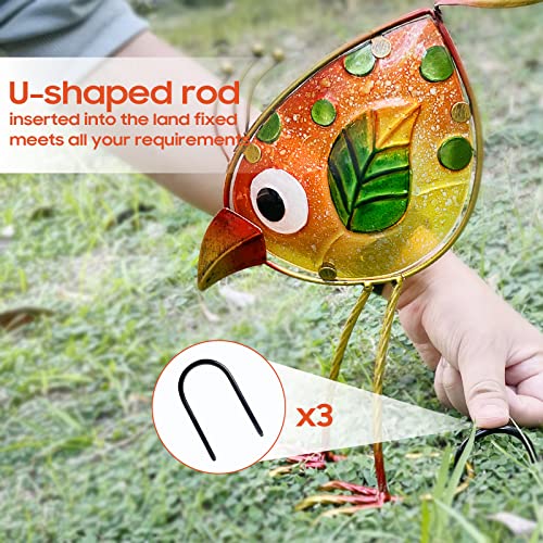 LEGIFO Garden Decor for Outside,Funny Metal & Glass Bird Decor for Indoor & Outdoor Set of 3,Yard Art Decor,Garden Art Statues Decorations,Colorful and Patriotic - Image 2