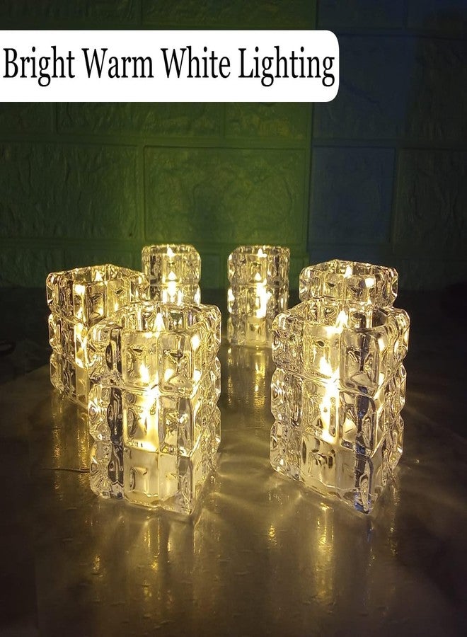 Errol Block Crystal tealight Candles Smokeless Candle Light, Flameless led Diya | led Candles | Tea Lights Candles for Diwali and Christmas Decorations (Pack of 3) - Image 3