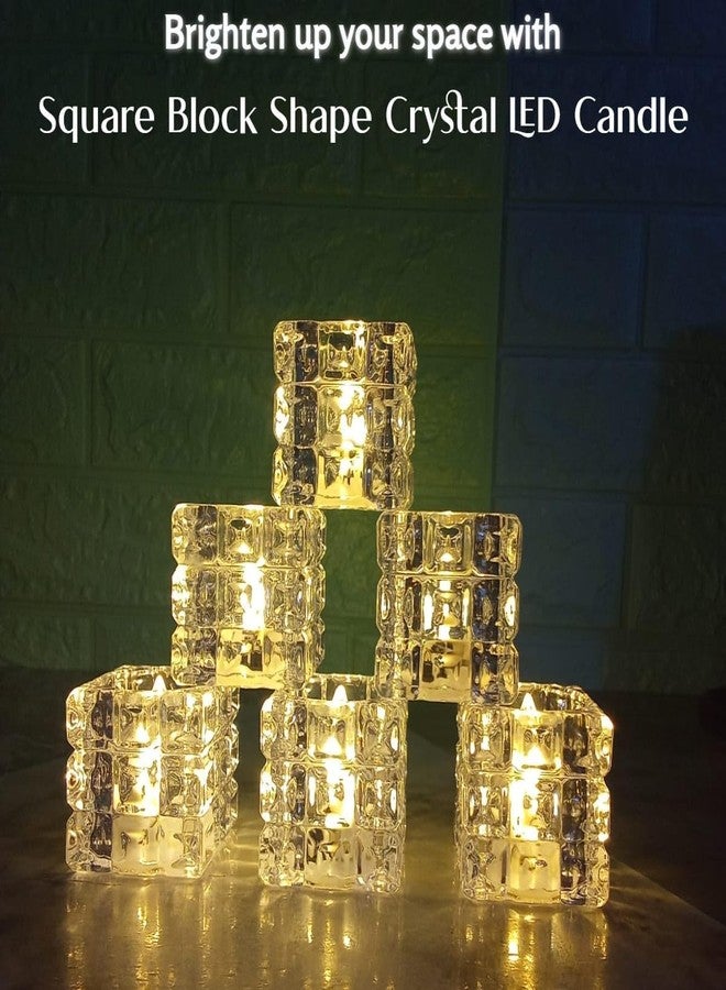 Errol Block Crystal tealight Candles Smokeless Candle Light, Flameless led Diya | led Candles | Tea Lights Candles for Diwali and Christmas Decorations (Pack of 3) - Image 4