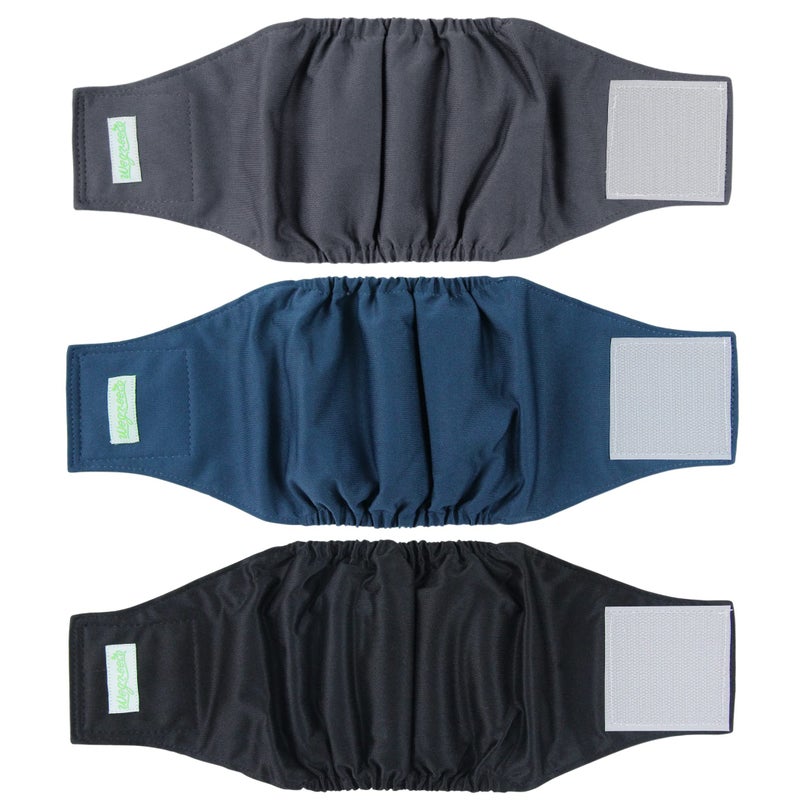 wegreeco Washable Dog Diapers - Washable Male Dog Belly Wrap - Pack of 3 - (Black, Charcoal, Navy, X-Large) - Image 1