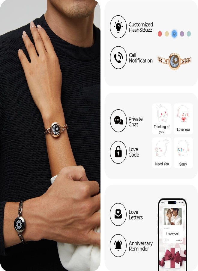 totwoo أساور توتوو ذات اللمسة الواحدة للأزواج، تضيء وت vibrate للحب بين الأزواج | هدايا للعلاقات عن بُعد لصديقة، أم وابنتها، الأخوات، إعداد اقتران تطبيق بلوتوث للمجوهرات - Image 3