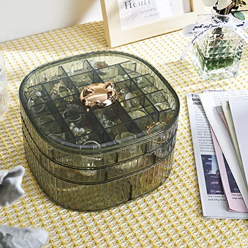 Sunkaioo Earring Organizer,Stackable 3-Layers Clear Jewelry Box with Lid,Stud Earring Organizer for Women Girls,Earring Box Display Holder for Earrings Ring Studs Bracelet Necklace Crafts(Green) - Image 5