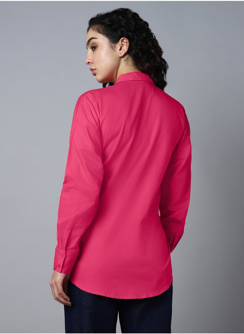 HIGH STAR Boxy Pink Peacock Shirt for Women, Waist Tie-Ups  - Image 5