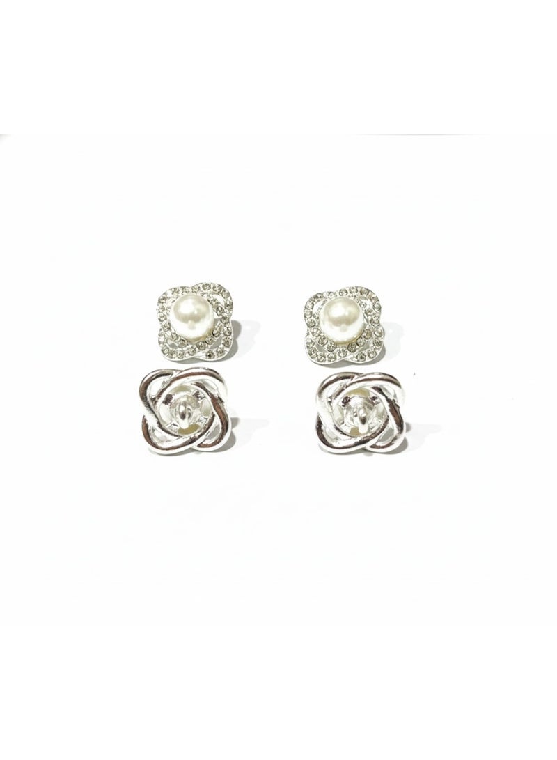 Premium 15mm Pearl and Crystal Buttons for Abayas and Blouses - 6 Piece Set - Silver Floral Design Decorative Fasteners. - Image 3