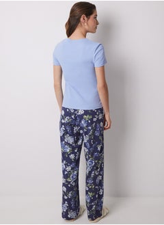 women'secret Cotton Ribbed Pajamas With Blue Flowers  - Image 5