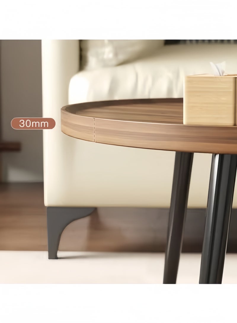 GGEROU Oval Nesting Coffee Table Set of 2, Round End Tables with Fluted, Creative Wooden Sofa Side TablesModern Center Table for Living Room Bedroom Office Balcony(Walnut) - Image 3