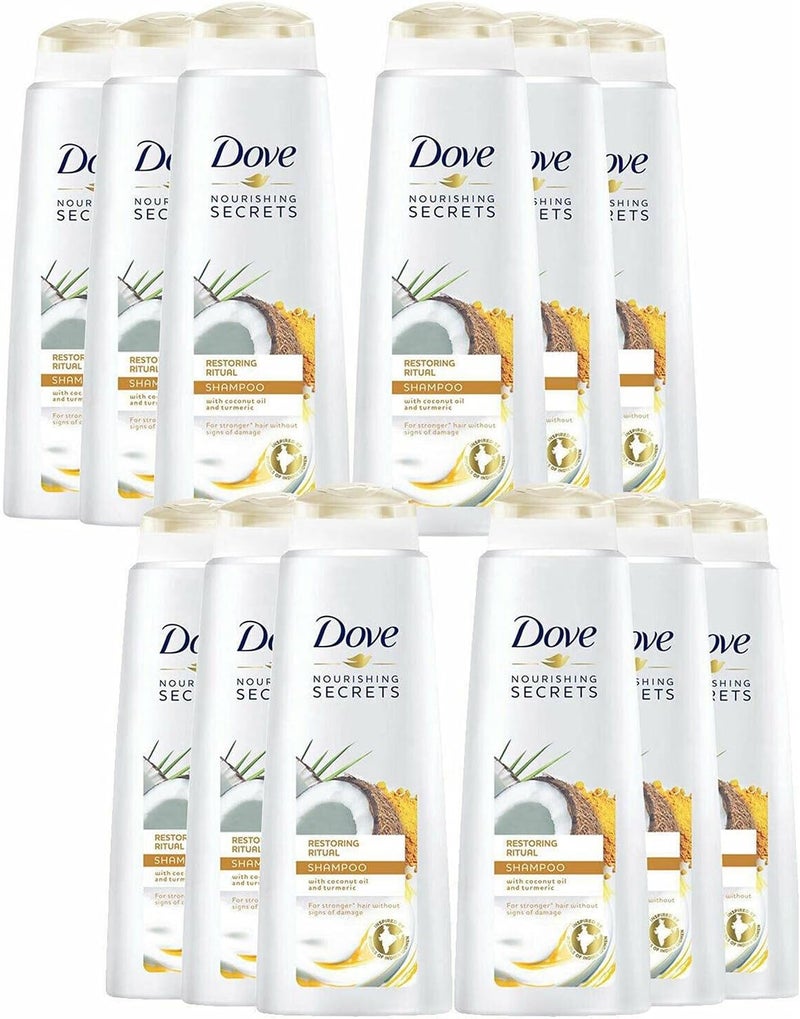 12 Pack of 400ml Dove Nourishing Secrets Restoring Ritual Shampoo with coconut oil