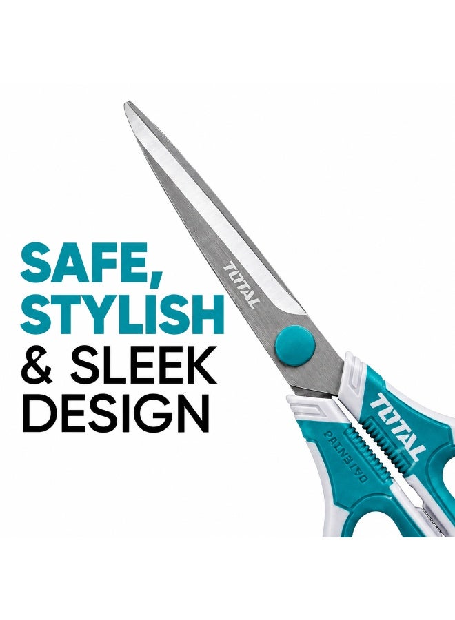TOTAL THSCRS812001 8.5 Inch 215mm Heavy Duty Stainless Steel Scissors with Titanium Coated Blades, Sharp Cutting Edge, Comfortable Grip Handle for Fabric, Paper, Cardboard, Craft, Office and Home Use - Image 2