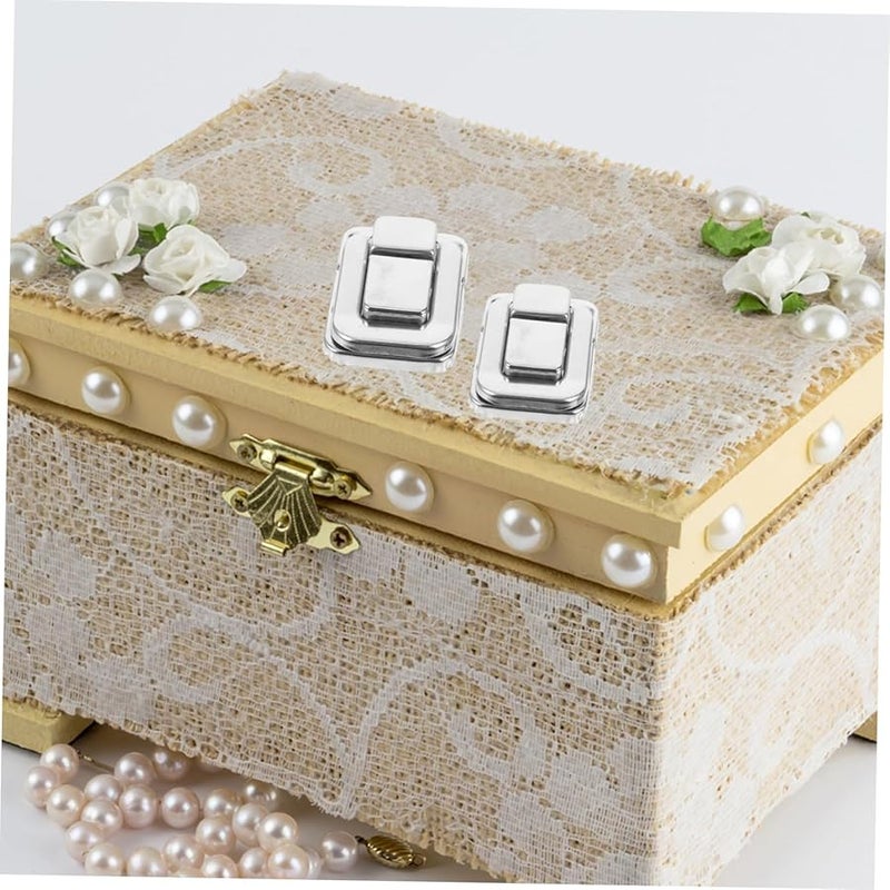 6pcs Small Jewelry Box Hinges Latches Buckle Lock Hasp for Storage Boxes Silver - Image 3