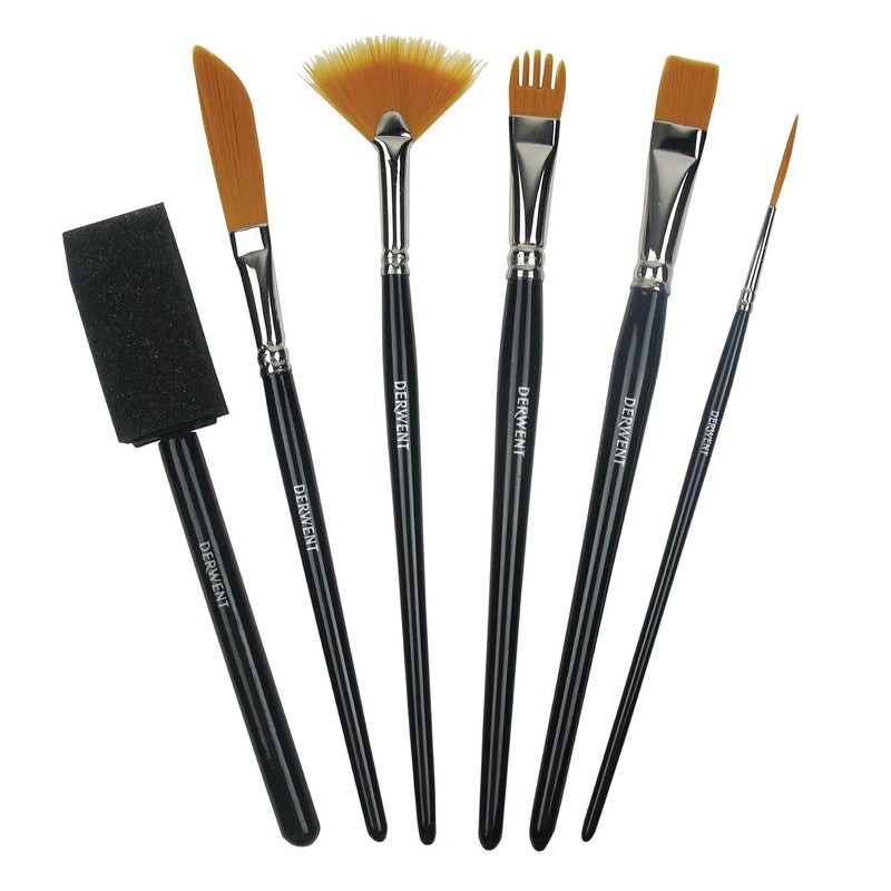 Derwent Technique Brush Set with 6 Assorted Brush Designs - Image 2