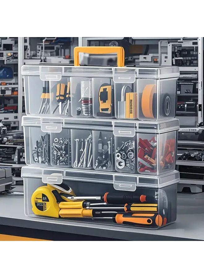 2 Pcs Yellow Transparent Tool Storage Box With 6 Compartments For Home Repair Workshop - Image 2