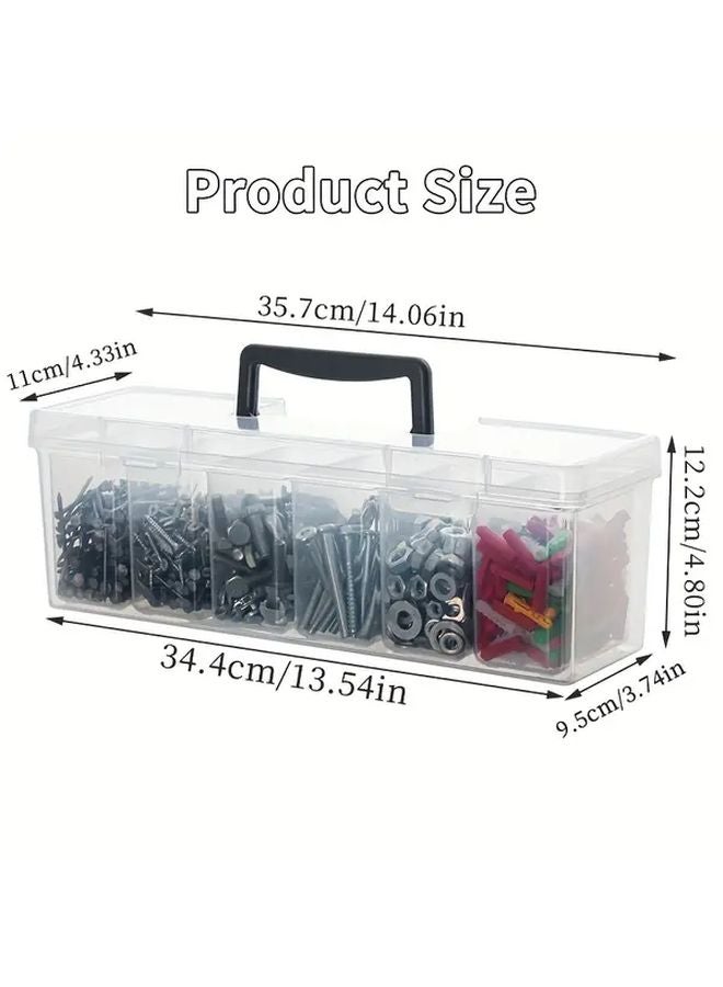 2 Pcs Yellow Transparent Tool Storage Box With 6 Compartments For Home Repair Workshop - Image 5