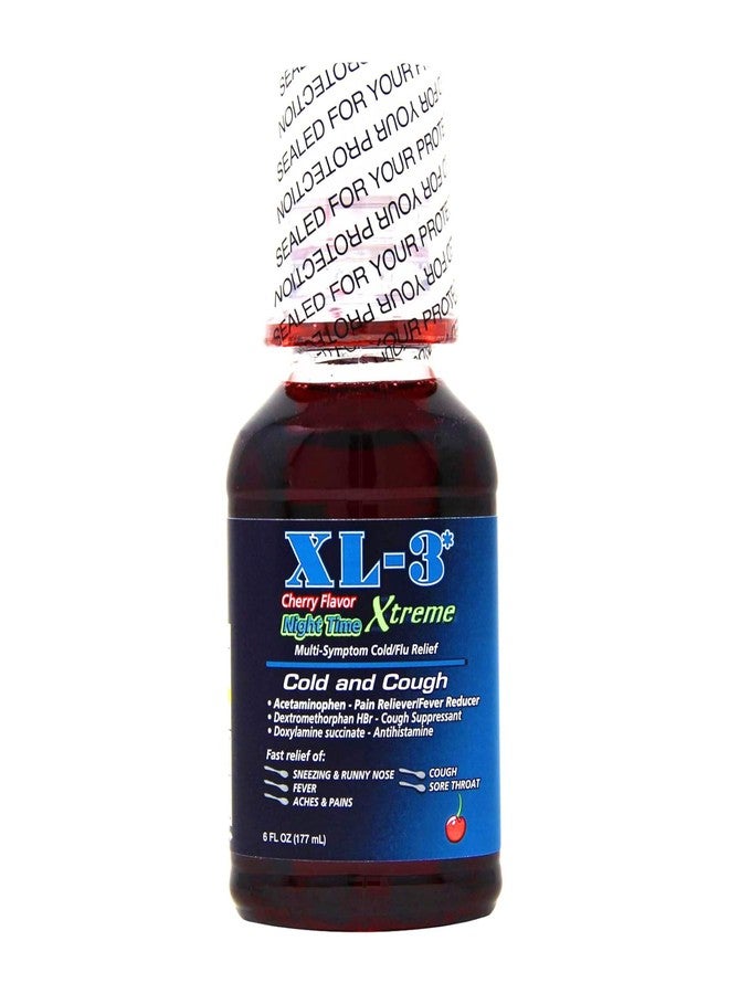 XL-3 Night Time, Non-Drowsy, for Cold and Flu Symptoms, Helps Relieve Nasal Congestion and Fever, 6 FL Oz, Bottle. - Image 1