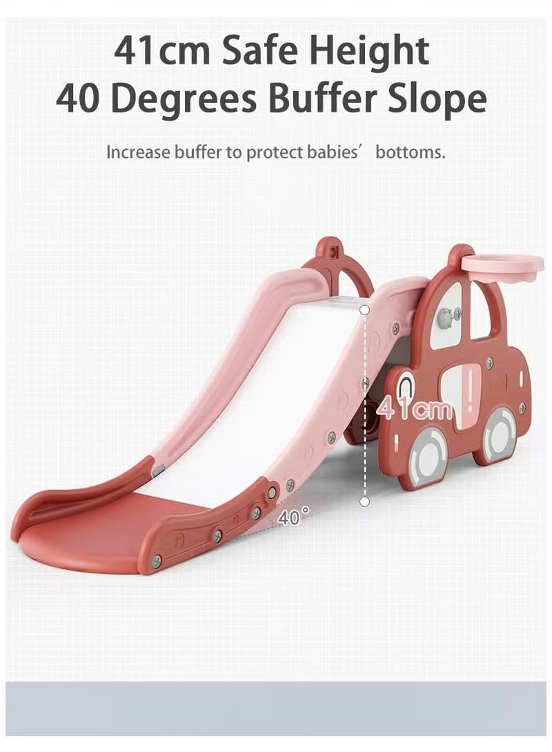 فول جوي زحليقه اطفال 2 في 1 شريحة مع حلقة كرة السلة، زحليقه قابلة للطي للأطفال الصغار الأولاد والبنات المتسلقين، ألعاب داخلية وخارجية - Image 2