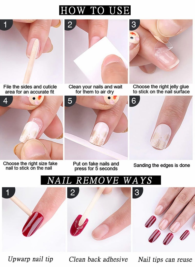 SOLARAE Press on Nails, Ballet French White Glow Butterfly Long Manicure, Artificial Acrylic Fake Nails Nail Art Accessories for Ladies and Girls (24 Pcs) - Image 5